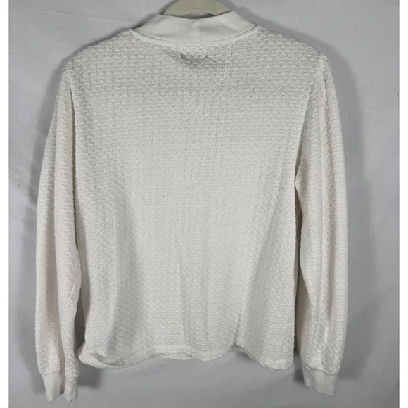 J. Crew Shirt Womens Large White Textured Mock Turtleneck Top - Picture 4 of 4
